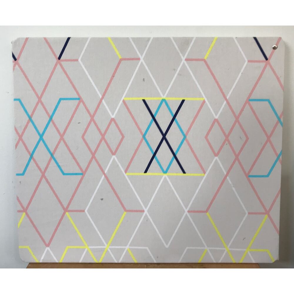IKEA 2012 Margrethe Odgaard Fabric Push Pin Cork Board Geometric Art 21“ x 18“